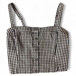 HOLLISTER-  Black and white gingham crop top - Size: S